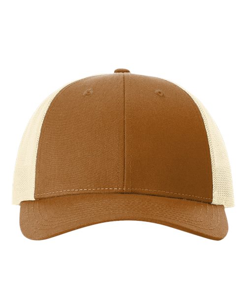brown and beige hat