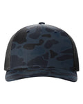 navy blue camo and black hat