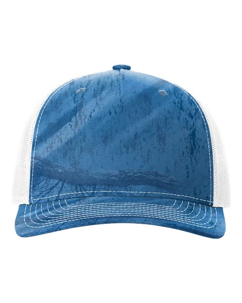blue and white hat