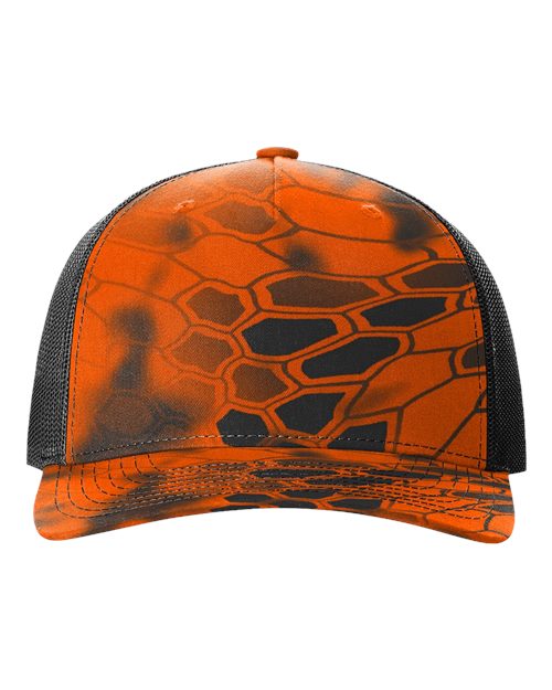 orange and black design hat