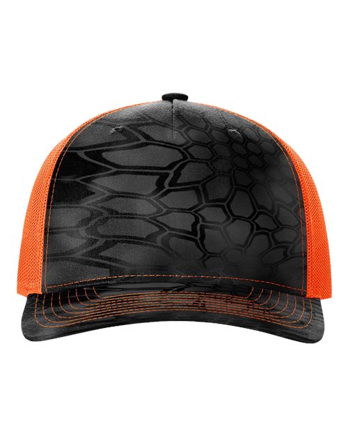 black design and neon orange hat