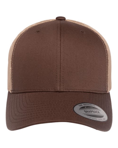 brown and beige hat