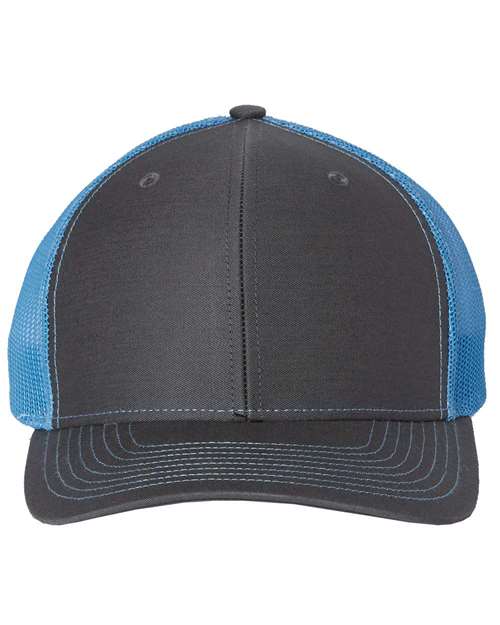 black and light blue hat