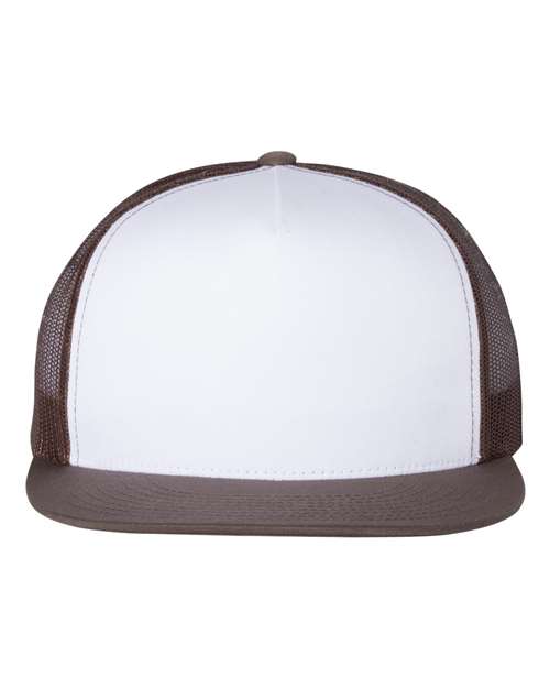 brown and white hat