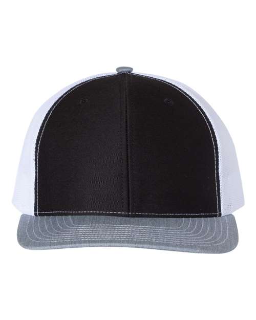 grey black and white hat