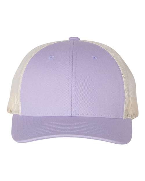 light purple and white hat