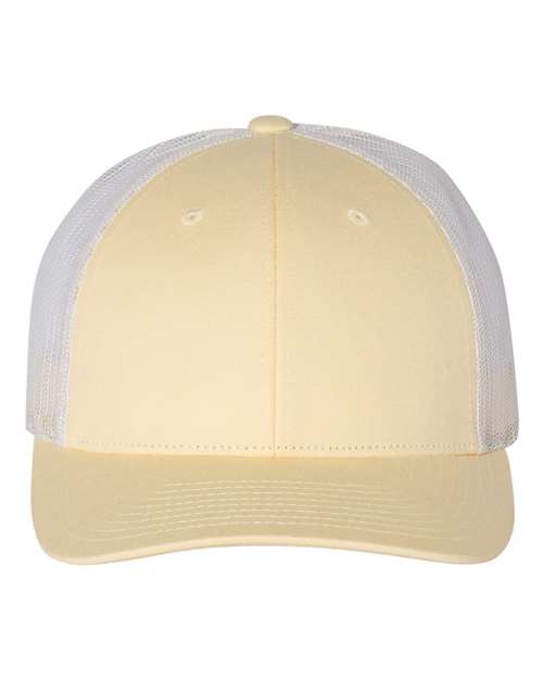 pale yellow and white hat