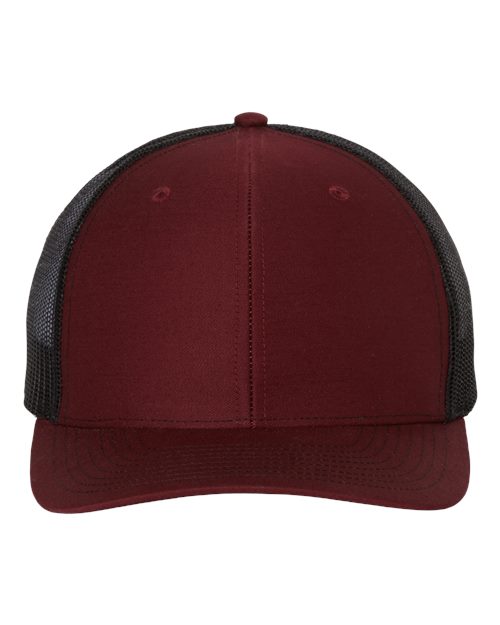 maroon and black hat