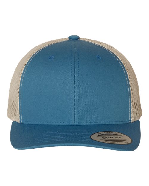 blue and beige hat