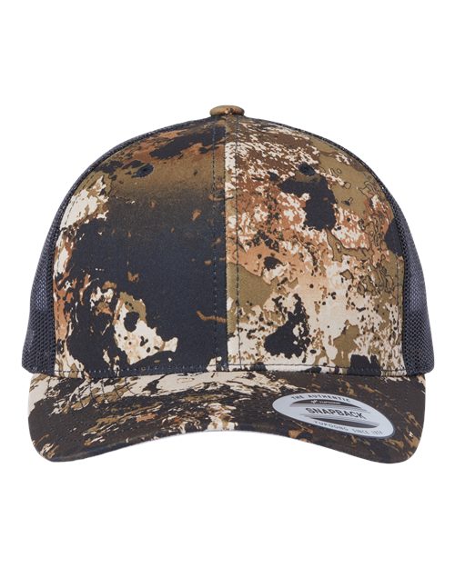 brown design and black hat