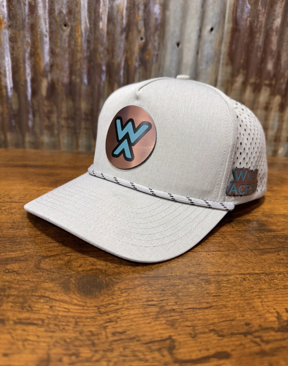 grey and white hat custom patch