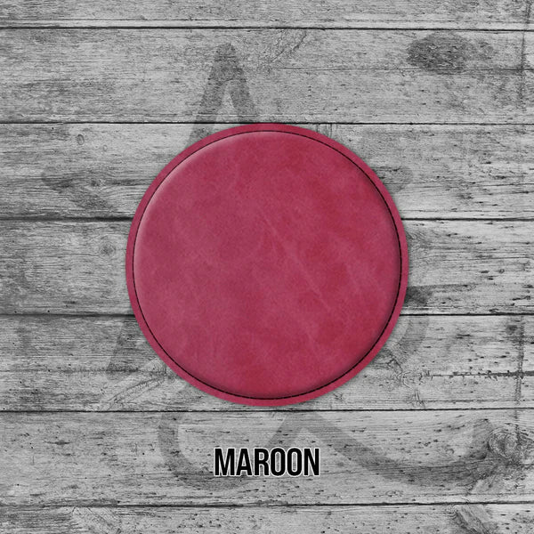 maroon round coaster